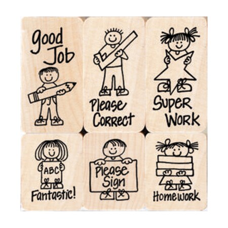 Hero Arts Big n Little Hero Kids For Teachers Stamps, 6 Pieces LL504